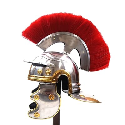 Roman Centurion Helmet w/ Red Plume Armor Gladiator New