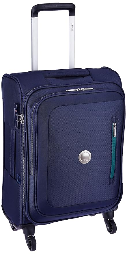 Delsey Oural Polyester 56 Cm 4 Wheels Navy Cabin Soft Suitcase