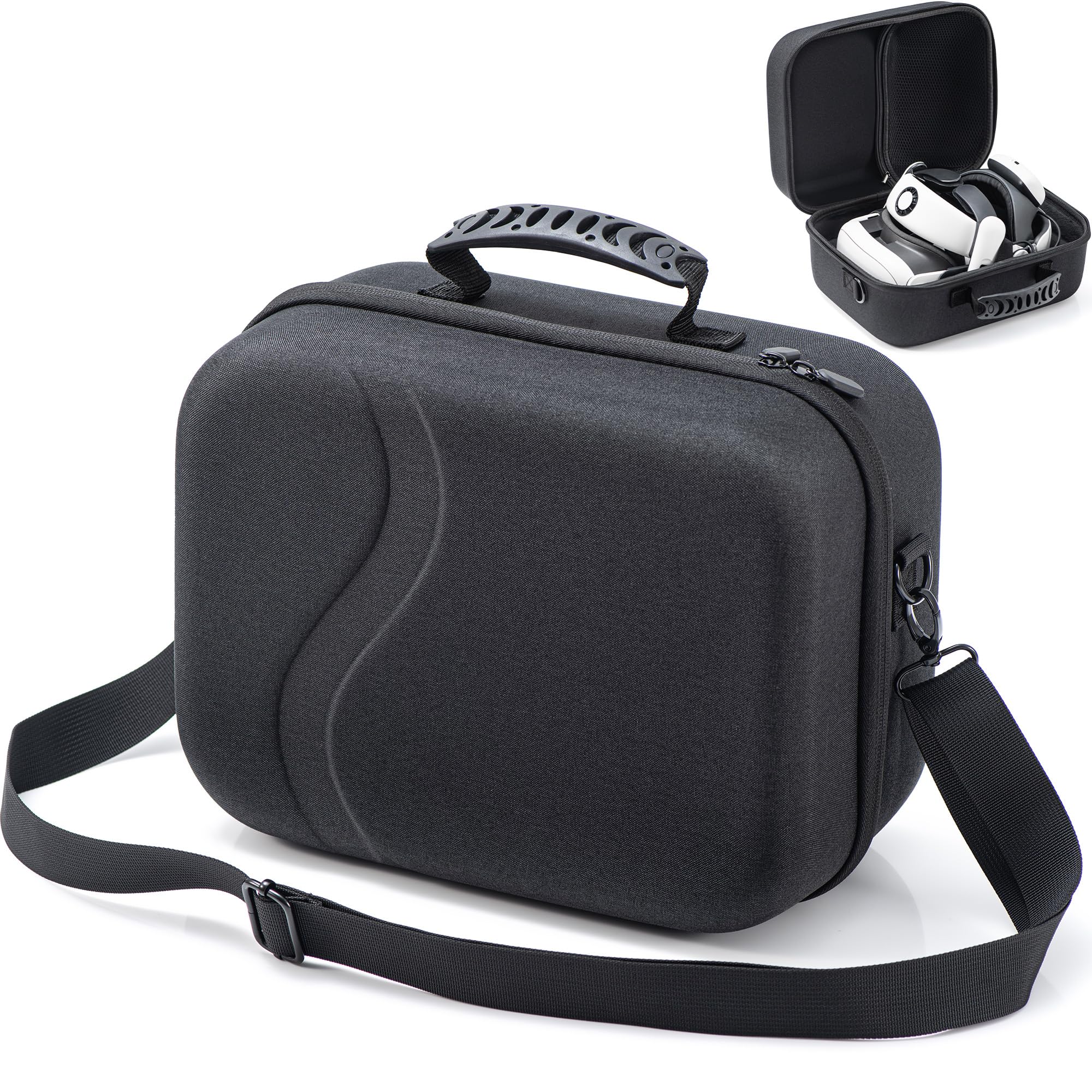 Upgraded Carrying Case for Meta Quest 3, Hard Travel Case Compatible with BOBOVR S3 Pro/KIWI Design Battery Head Strap, Oculus Quest 3 Controller and Accessory, Large Hard Shell Travel Bag(L, Black)