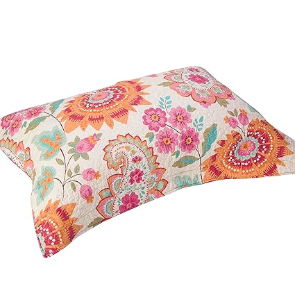 Qucover Cotton Quilted Pillowcase Country Style Flowers Printed