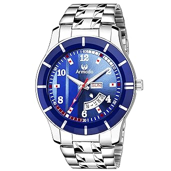 Day and Date Blue Dial Analogue Watch for Men