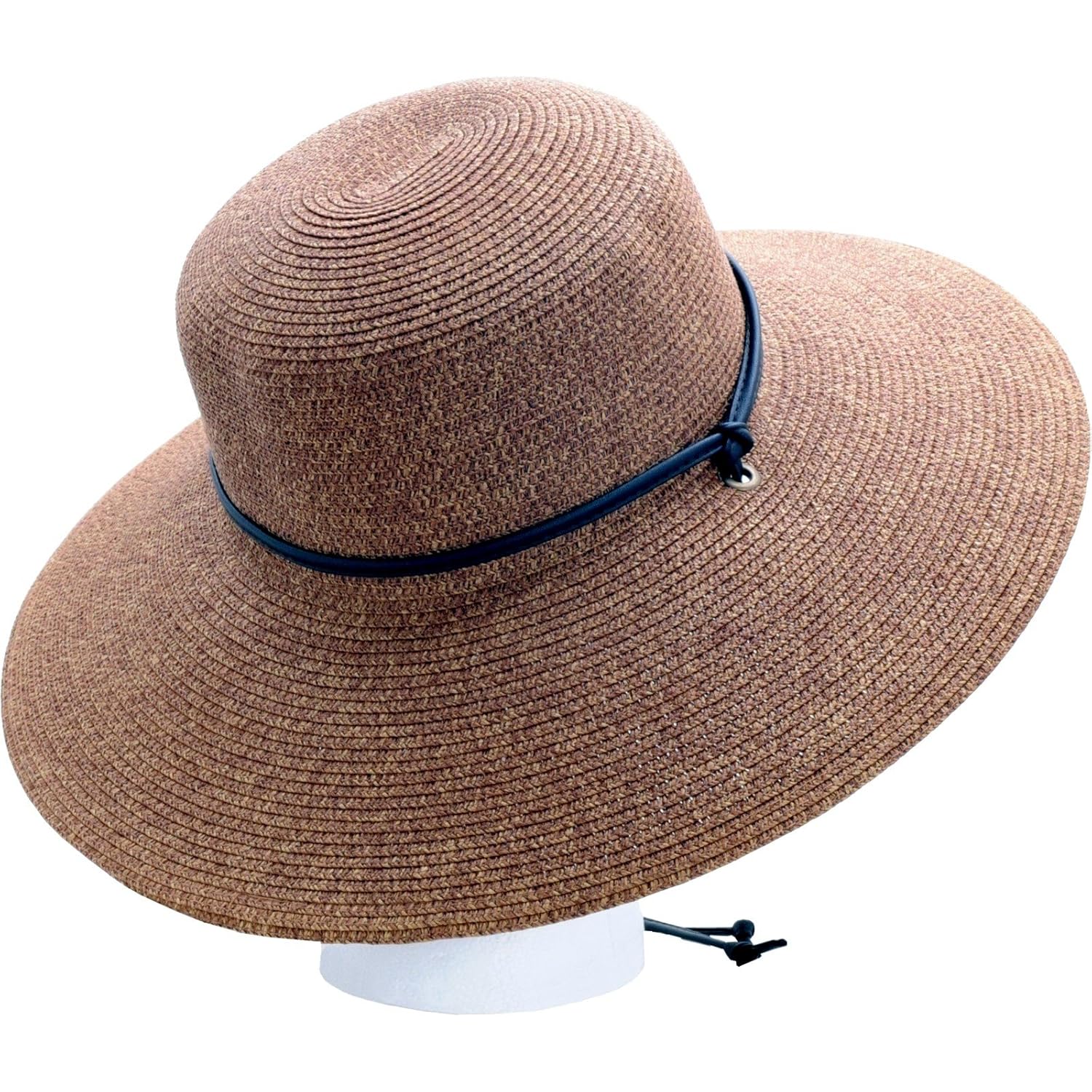 Women's Wide Brim Braided Sun Hat - Dark Brown