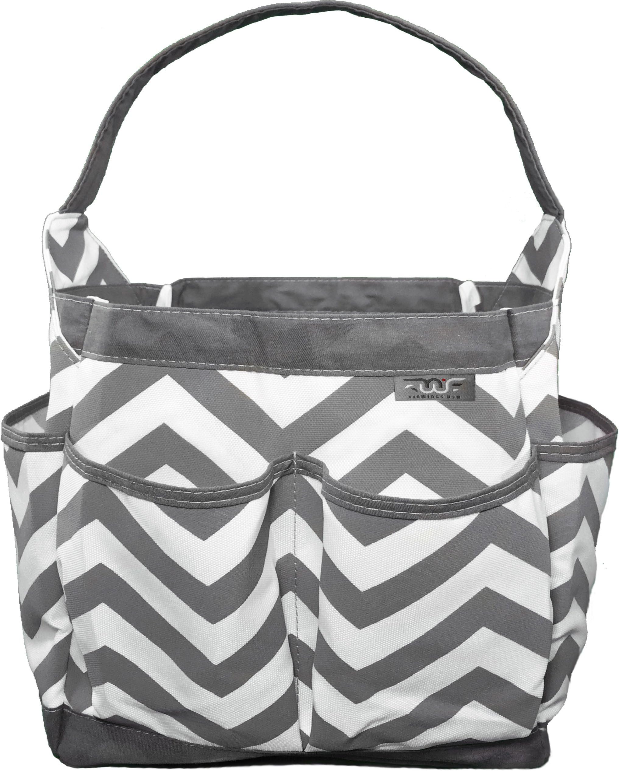FinWings Portable Caddy, Diaper Bag Caddy Organizer, Baby Pool Beach Bag, Bath Organizer, Cleaning Supplies Tote, Cosmetic Makeup Bag 7 Storage Compartments Removable Bottom Insert Durable Waterproof