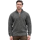 Aran Crafts Men's Irish Cable Knitted Half Zip Sweater (100% Donegal Wool)