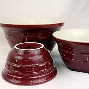Longaberger Woven Traditions Pottery Large Nesting Mixing Bowls Set of