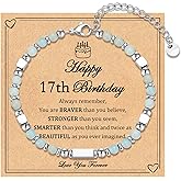 IKIATY 6-21 Years Old Girls Birthday Gifts, Tiny Beaded Bracelets Gifts for Daughter Granddaughter Niece Friends with Happy 6th-21st Birthday Card