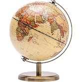 Annova Antique Globe Dia 5.5-inch / 14CM - Educational/Geographic/Modern Desktop Decoration - Stainless Steel Arc and Base - for School, Home, and Office (Antique 5.5&ldquo;) (Brown-1)