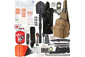 AZZCONY Emergency Survival Kit Backpack - First Aid & Tourniquet - EDC Go Bugout Bag - Get Home Survival Gears and Supplies Camping Outdoor Hiking Car - Tactical Military Molle Pouch Grade - Gift for Man Him