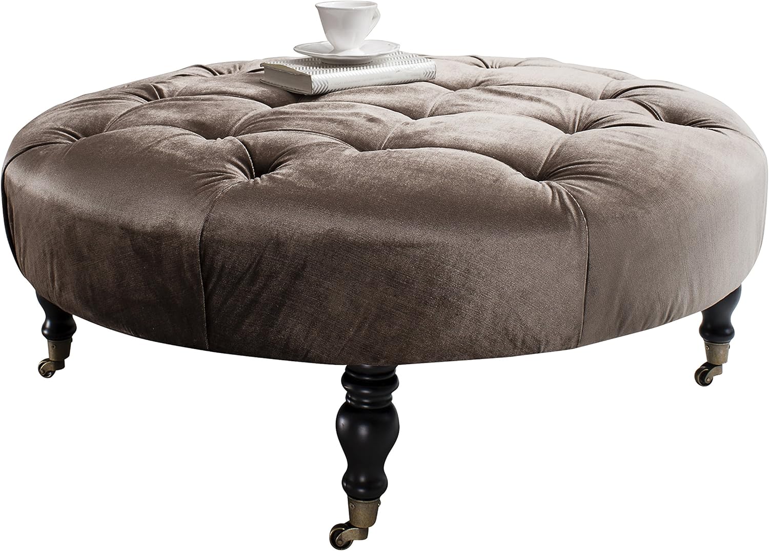 Gallery Direct Chalon Ottoman Mocha 100x100x40cm, Fabric, 100x100x40 cm