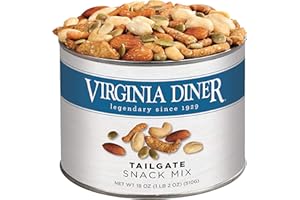 Virginia Diner Tailgate Snack Mix - Gourmet Snack Mix with Cashews, Sesame Sticks, Pepitas & Almonds - Virginia Peanuts Gift Pack Snacks for Adults - 18 Oz Tin