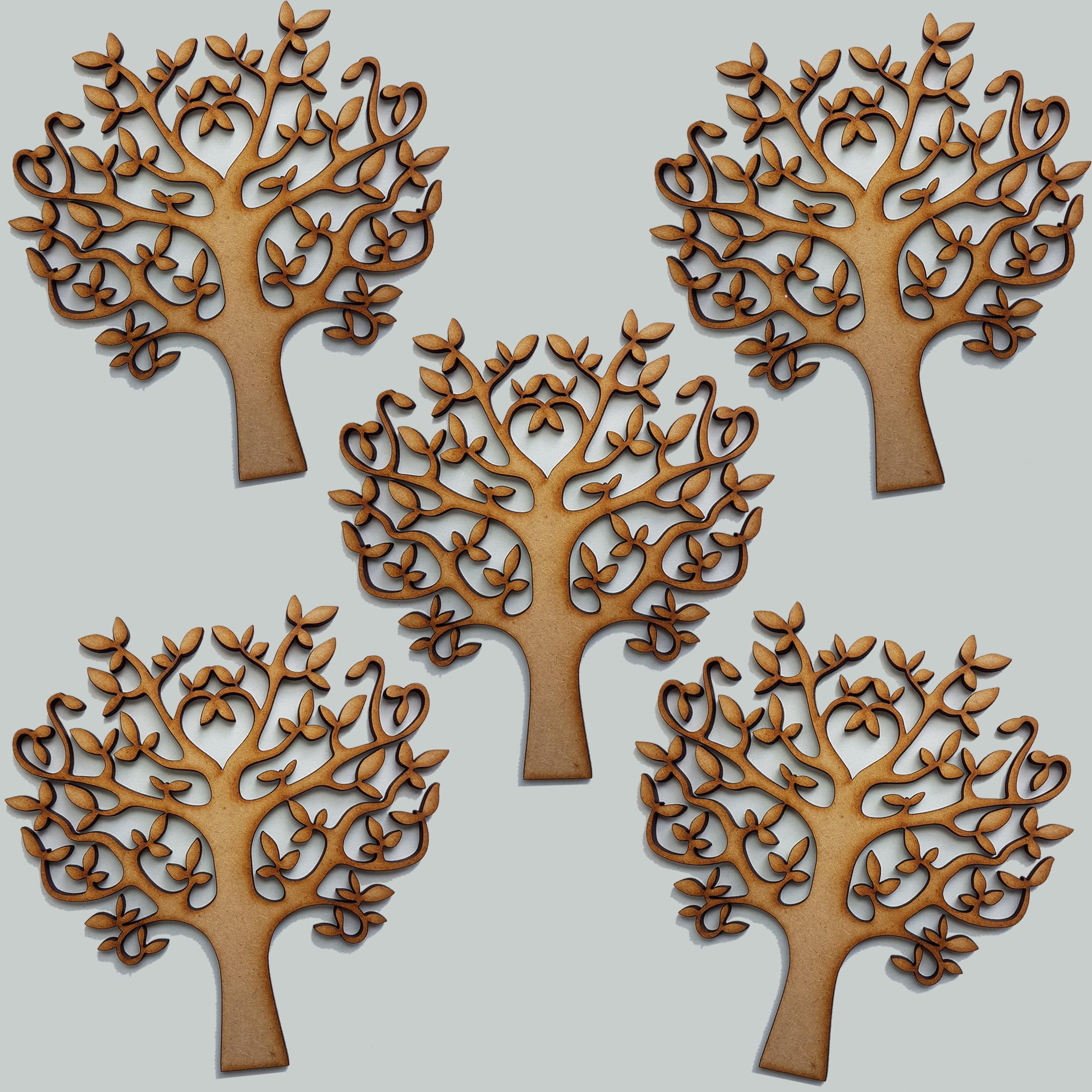 Wooden Tree Shape for Crafts, Love - Perfect for Family Tree, Weddings, guestbook (12.5cm)