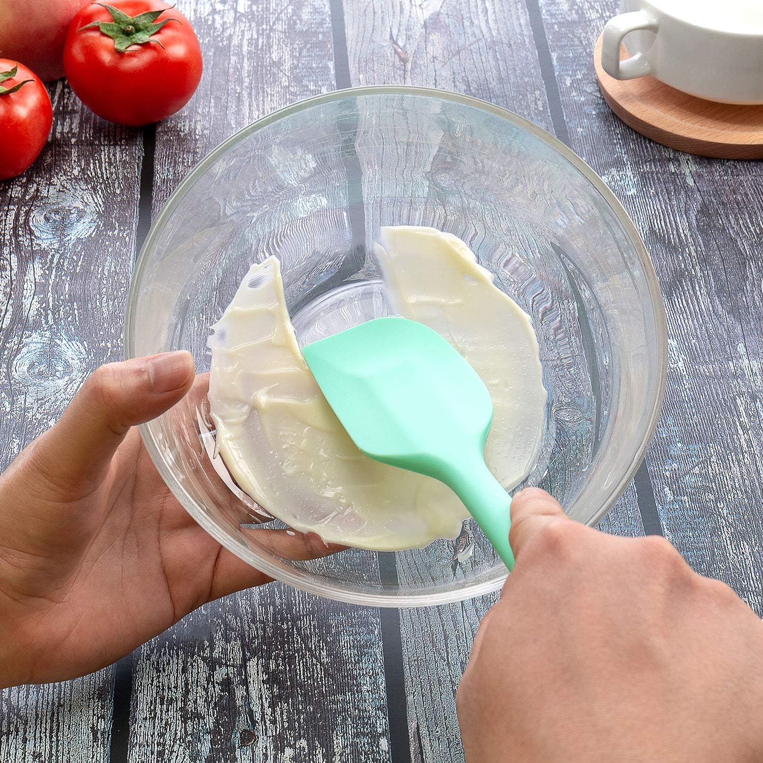 Silicone Spatula Set, G.a HOMEFAVOR Heat-Resistant Spatula - One Piece Seamless Design, Non-Stick Silicone with Reinforced Stainless Steel Core (6 Piece Set, Mint Green): Kitchen & Dining