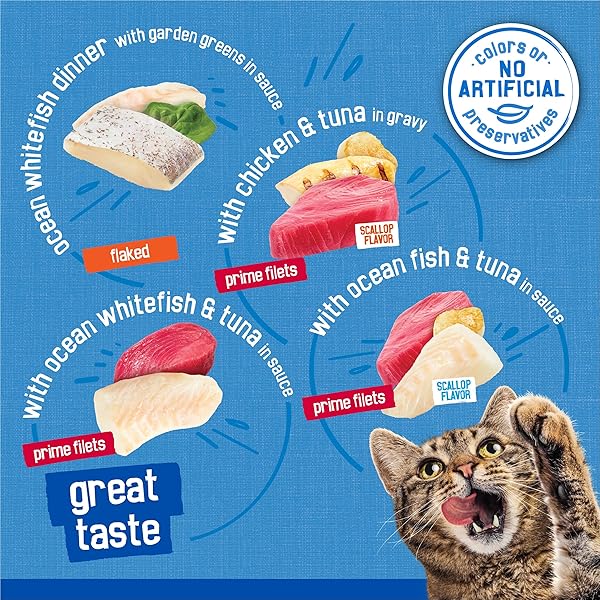 PURINA FRISKIES WET CAT FOOD VARIETY PACK, OCEANS OF DELIGHT FLAKED AND PRIME FILETS – (PACK OF 40) 5.5 OZ. CANS