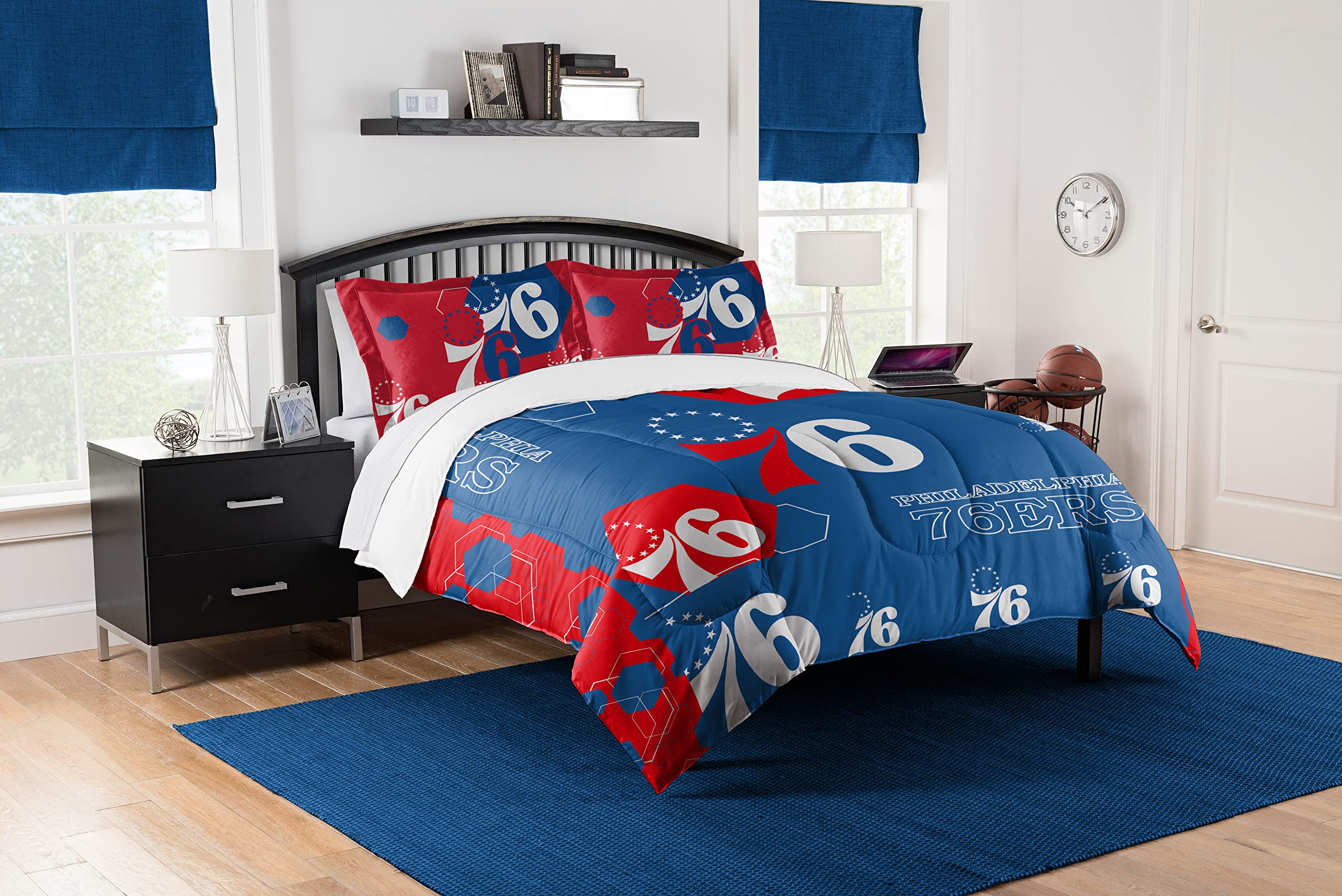 Northwest NBA Philadelphia 76ers Unisex-Adult Comforter and Sham Set, Full/Queen, Hexagon Image