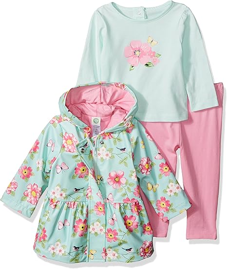 Amazon Com Little Me Baby Girls 3 Piece Jacket And Pants Set Clothing