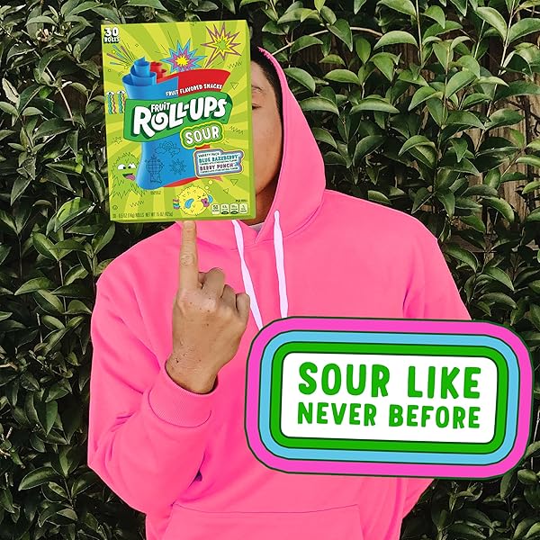 FRUIT ROLL-UPS SOUR FRUIT FLAVORED SNACKS, BLUE RAZZBERRY & BERRY PUNCH FLAVORS, VARIETY PACK, 15 OZ (30 COUNT)