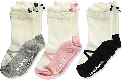 Amazon 3足組子供靴下クルー丈 バレエシューズ フェイク柄 リボン付 スベリ止め付 15cm cm ベビー マタニティ ベビー マタニティ 通販