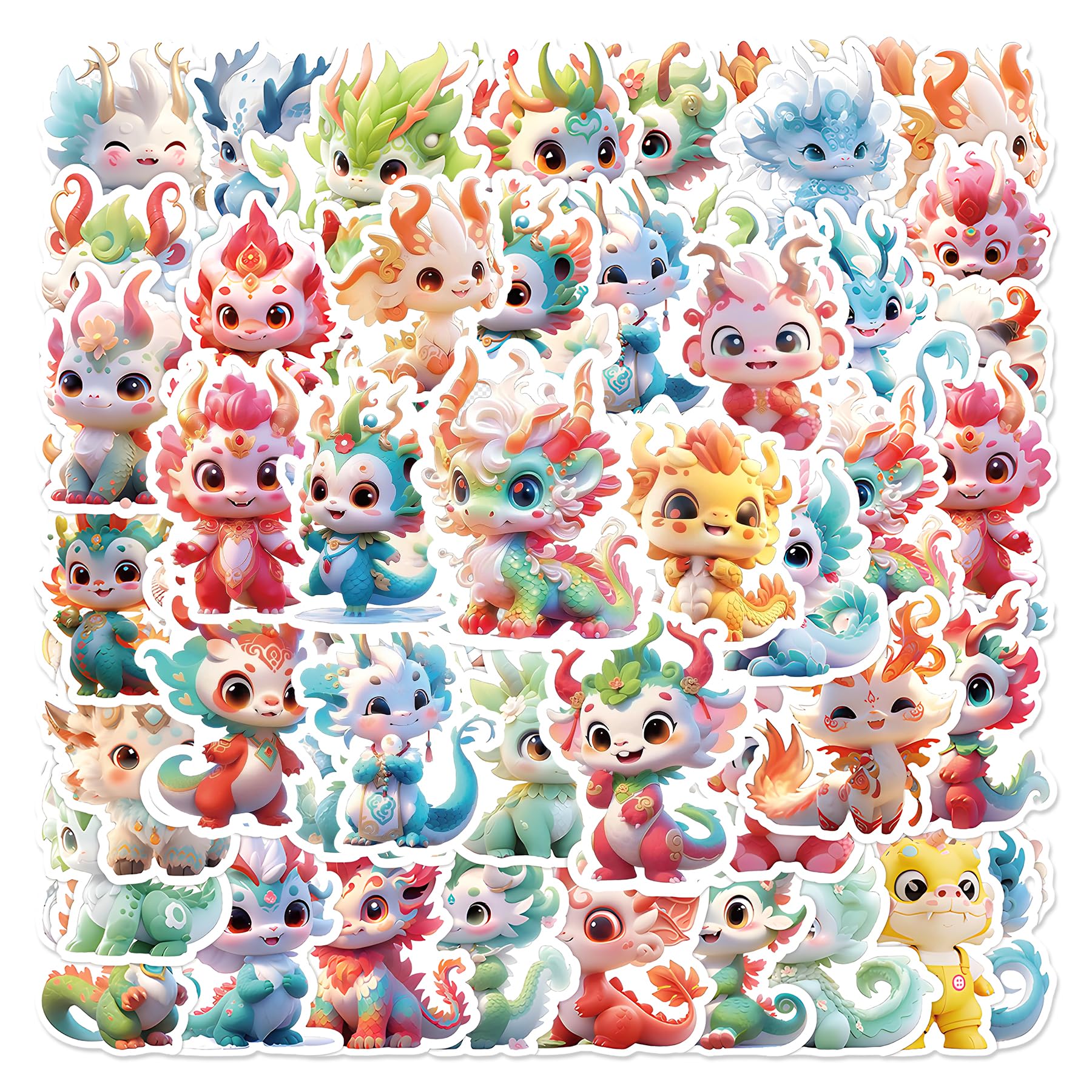 Photo 1 of  Preppy Dragon Water Bottle Stickers, Cute Chinese Graffiti Dragon Stickers Pack for Kids Teens Adults, Reusable Waterproof Vinyl Stickers Decals for Laptop, Phone, Skateboard, Classroom Rewards