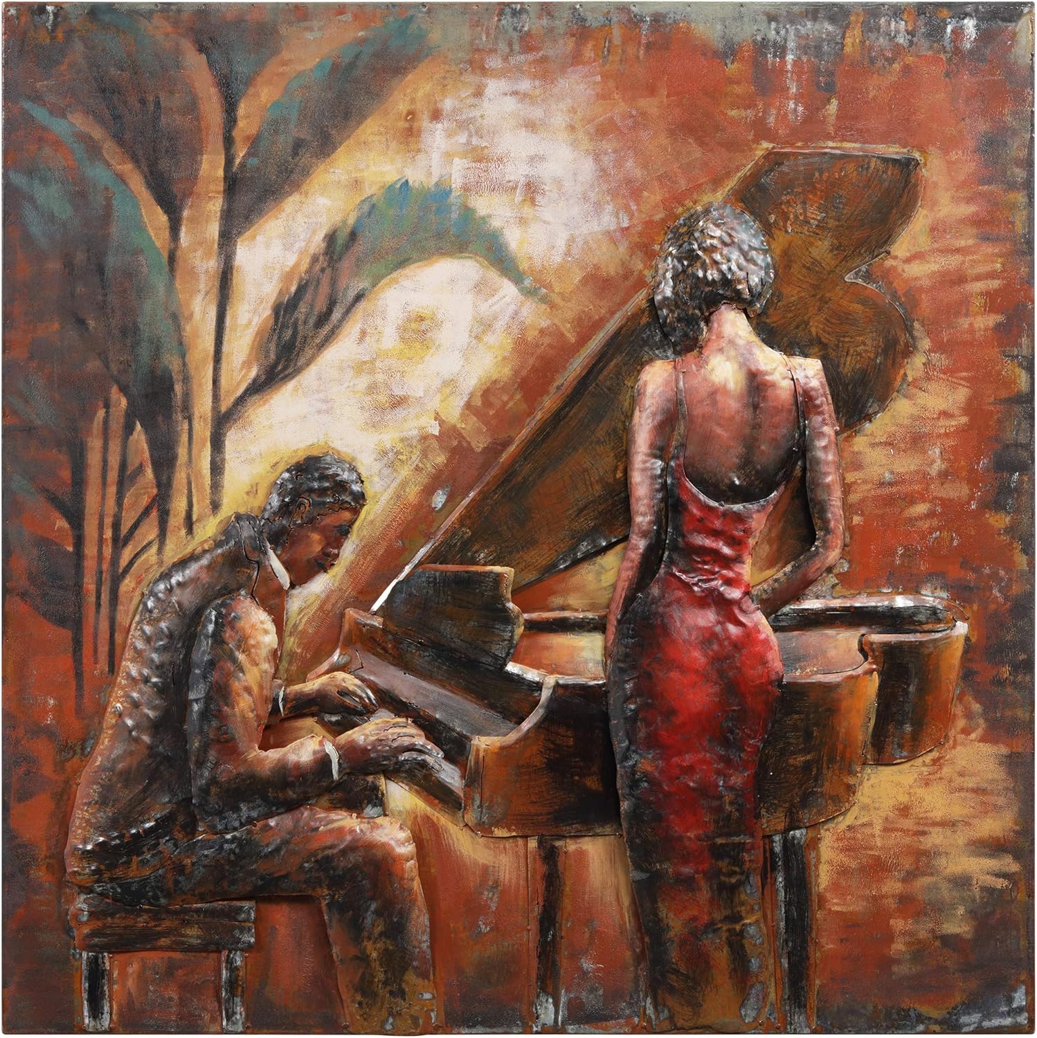 Mixed Media - Empire Art Direct Romance Mixed Media Iron Hand Painted Dimensional Wall Art, 40