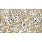 Laura Ashley &ndash; Anti-Fatigue Kitchen Mat | Iris Floral Design | Stain, Water &amp; Fade Resistant | Cooking &amp; Standing Relief | Non-Slip Backing | Measures 17.5&rdquo; x 32&rdquo;| Tawny Yellow Iris