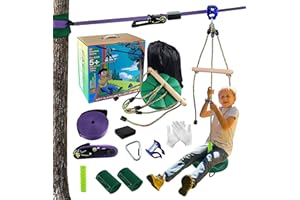 Zip Lines for Kids and Adult 52FT Pulley Zip Line Kit Zipline for Backyard Kids and Adults Ninja Obstacle Course for Kids Out