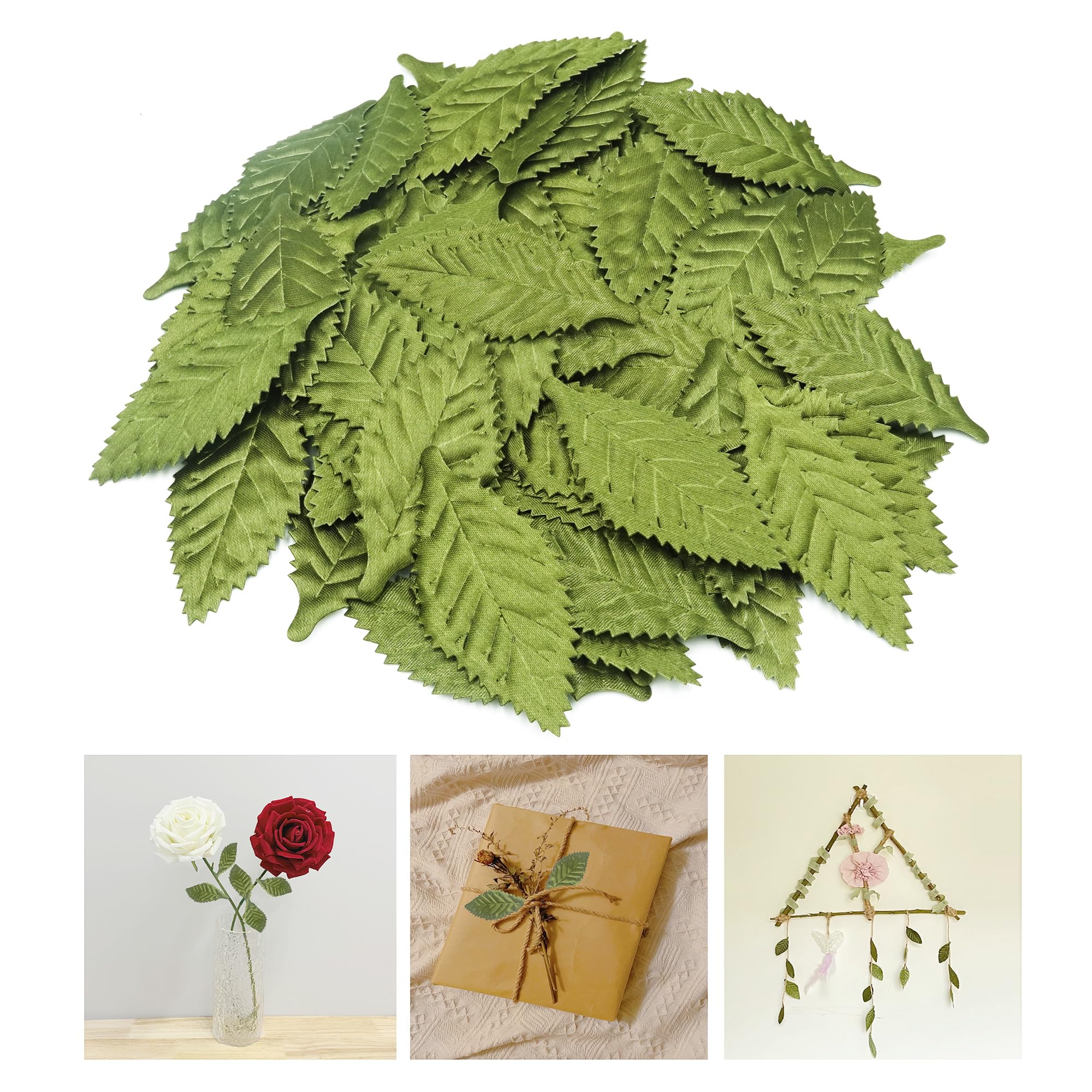 BuxiuGK 100 Pcs Artificial Fake Leaves 6 x 3cm Fake Single Leaf Silk Rose Leaves Bulk Greenery Artificial Rose Green Leaves for Party,Wedding & House Decoration
