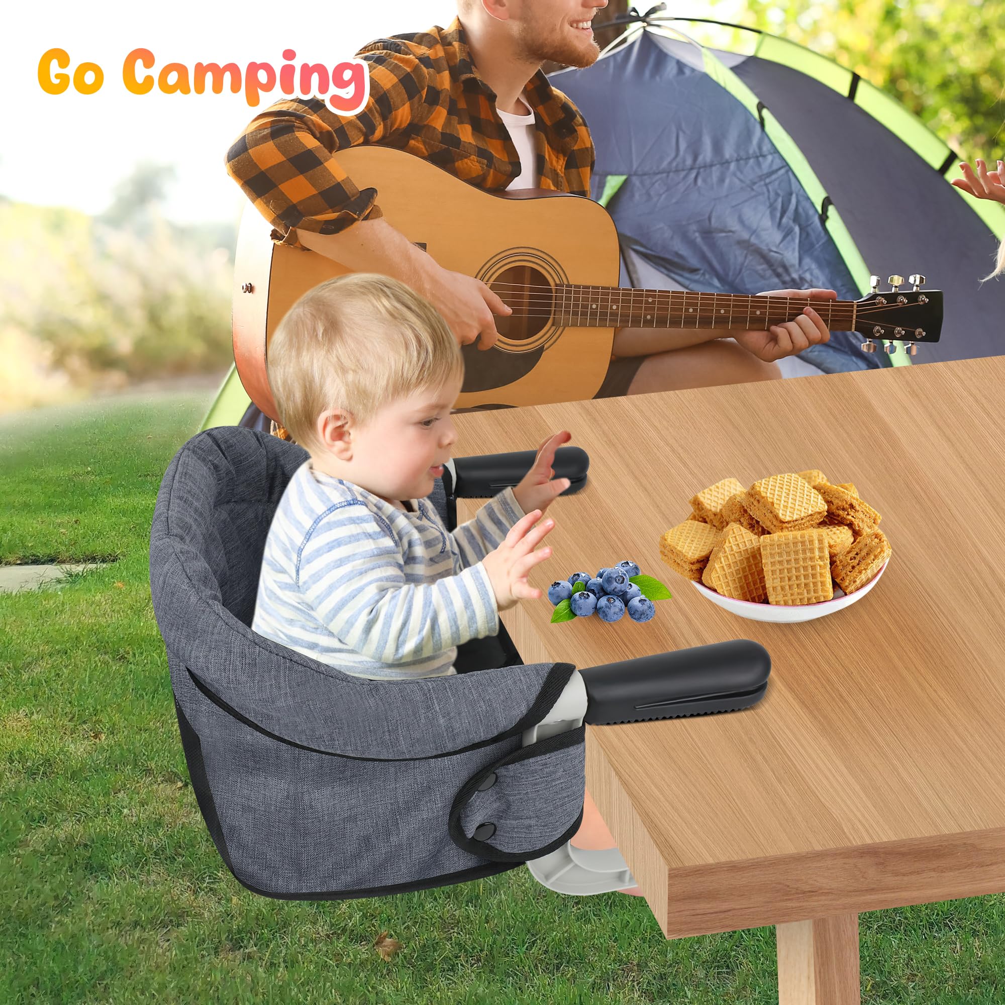 Hook on High Chair for Babies and Toddlers 6-36 Months, Portable and Foldable for Home and Travel, Baby Feeding Chair - Setup in Seconds - Includes Carry Bag (Grey)
