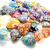 1/4 Pound Lovely Heart Shape Millefiori Lampwork Glass Beads Selected Quality by Beading Station (10mm~24mm(100pcs))