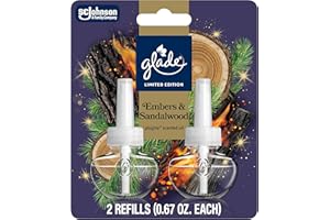 Glade PlugIns Refills Air Freshener, Embers & Sandalwood, Scented and Essential Oils for Home and Bathroom, 0.67 Fl Oz, 2 Count