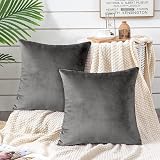 Yorkshire Bedding 18x18 Velvet Cushion Covers Pack of 2, Grey view 7