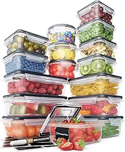 Juego Recipientes Herméticos de Plástico Almacenamiento Alimentos