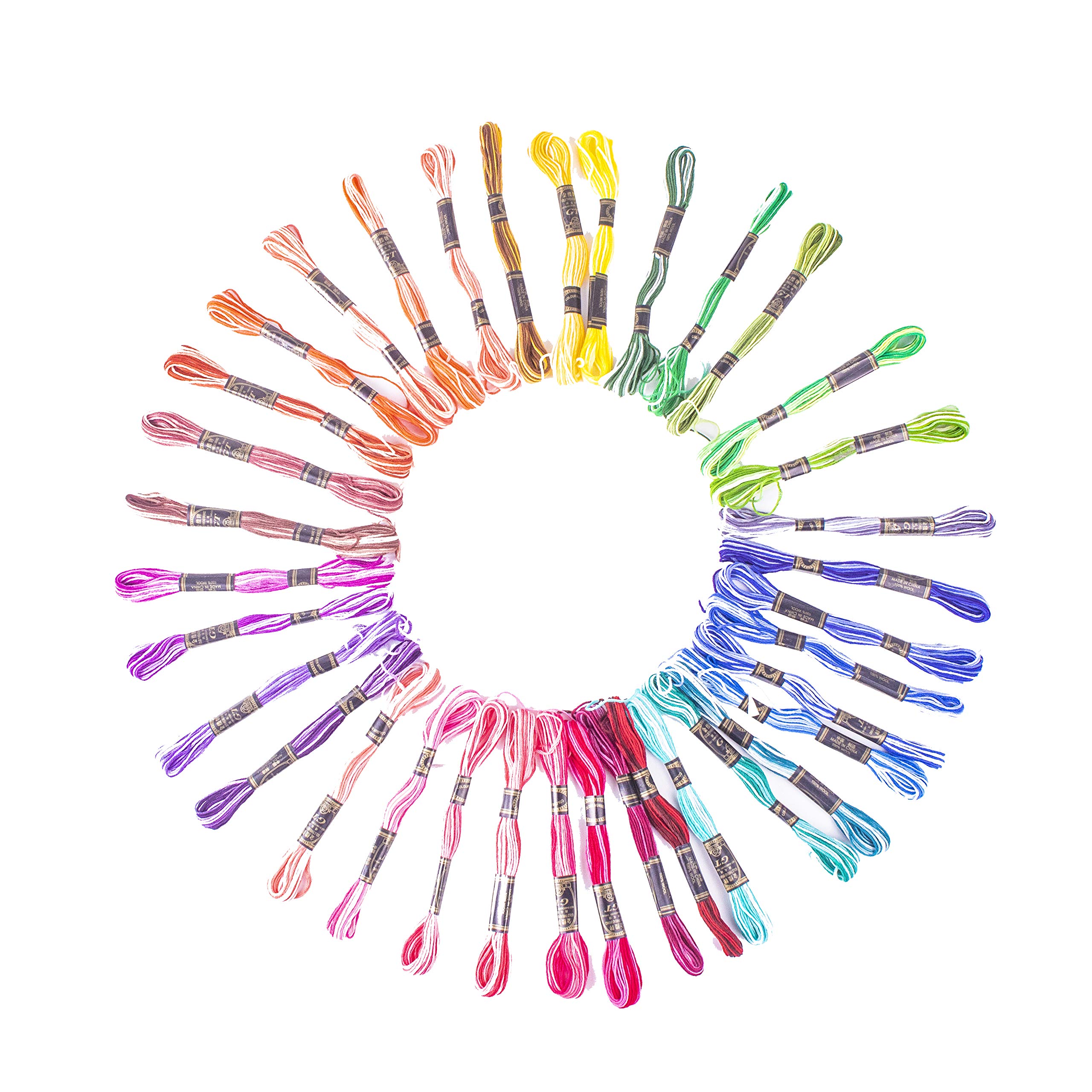 Premium Embroidery Floss Thread Pack, Rainbow Variegated