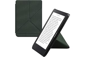 kwmobile Origami Case Compatible with Kobo Clara 2E / Tolino Shine 4 Case - Slim PU Leather Cover with Stand - Dark Green