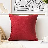 Home Brilliant Pillow Covers 18x18 Decorative Linen Square Red Throw Pillows for Couch Bed Living Room Valentine's Day, 18 x 18 inch(45x45cm), Burgundy