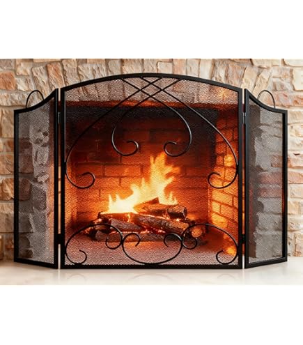 Gtongoko 3 Panel Fireplace Screen 48 W X 29 H Wrought Iron Decorative Fire Spark Guard Grate For Living Room Home Decor Black - View #10