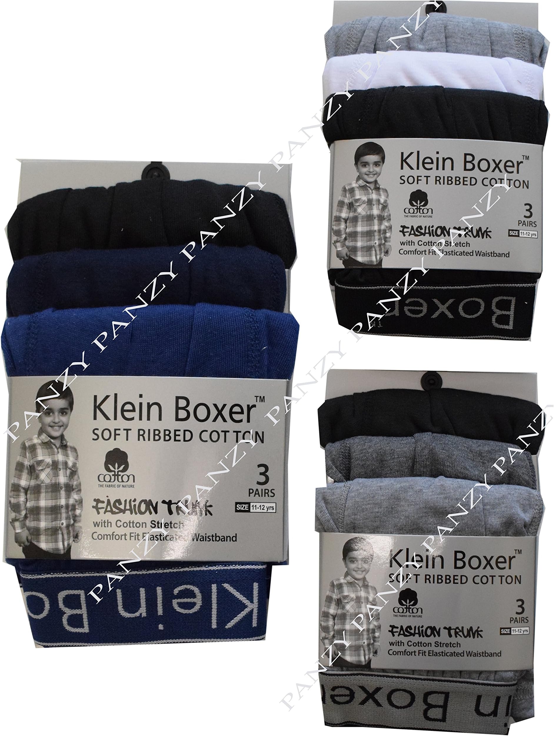 Panzy 6/12 Boys Cotton Boxer Trunk/Shorts Kids Ribbed Trunks Briefs 5-13 yrs