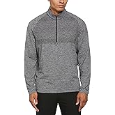 Perry Ellis Mens 1/4 Zip Long Sleeve Heather Stretch Golf Pullover, Sun Protection Water-Repellent (Available in Big & Tall)