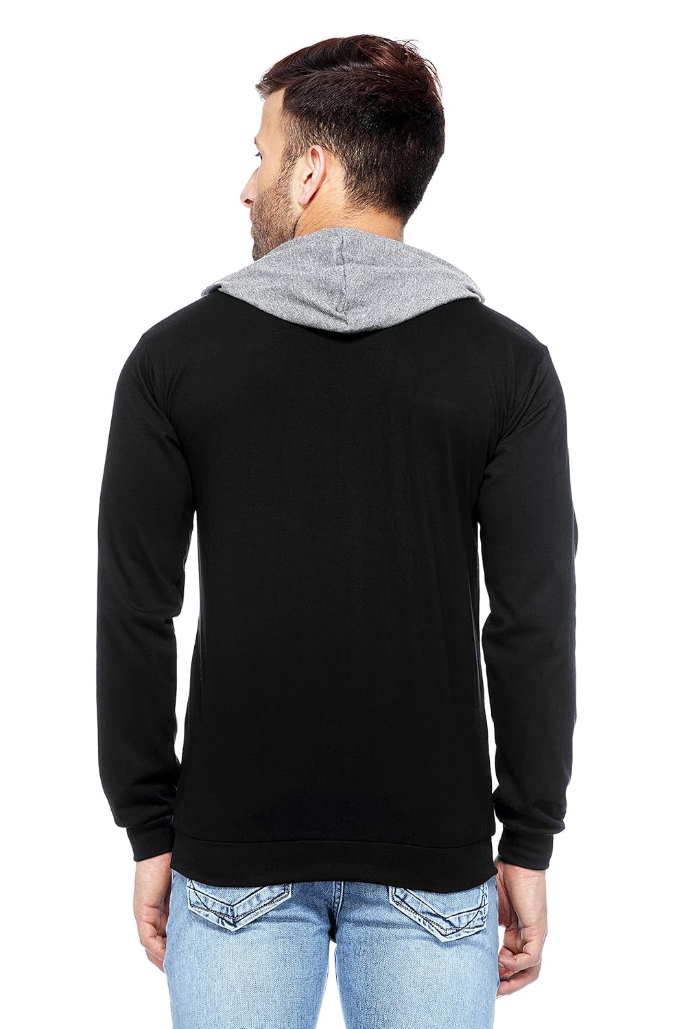 v3squared men's cotton full sleeve zipper hooded t-shirt