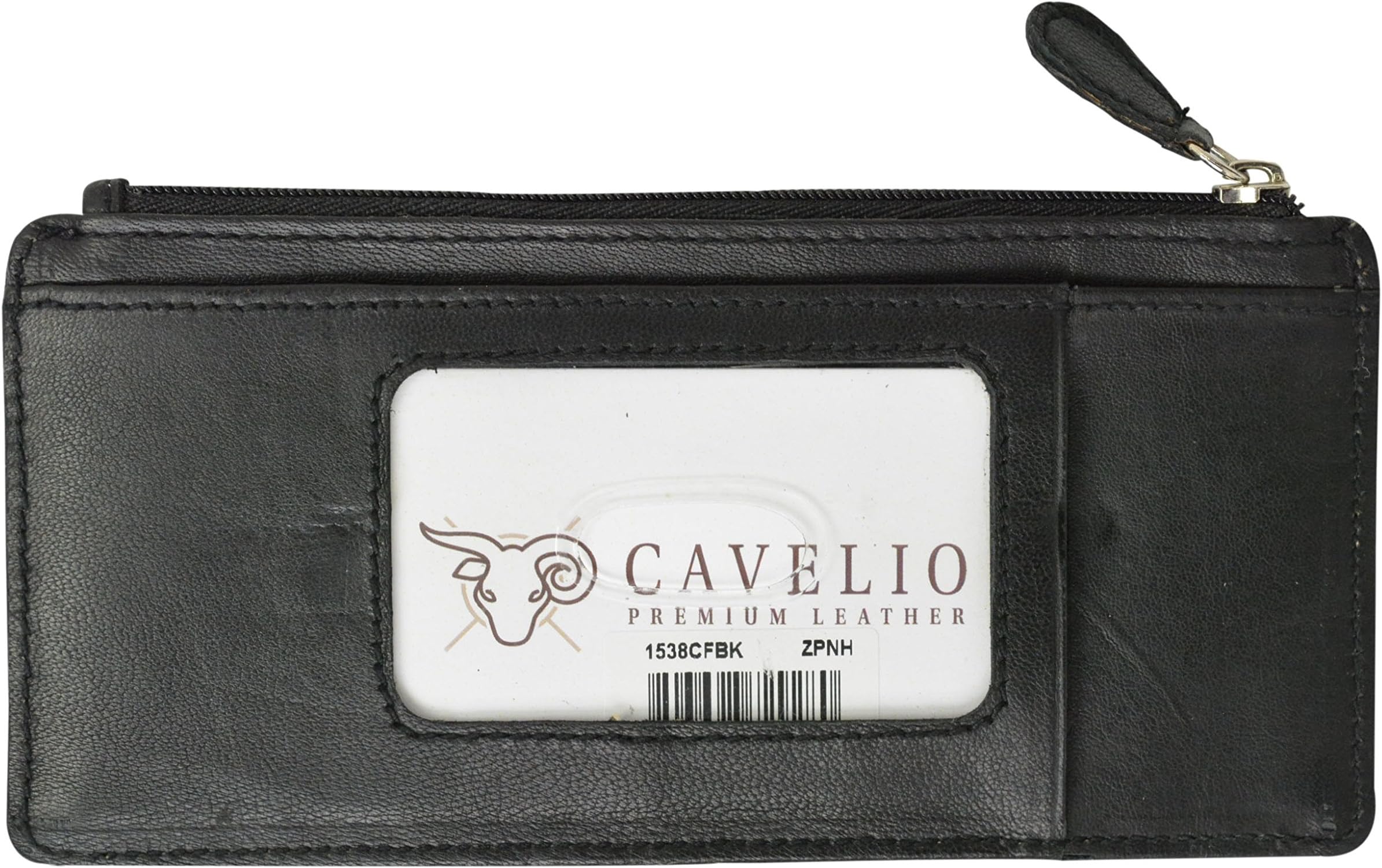 CavelioLeather Thin Vertical Stacker Card Case Wallet with ID Window