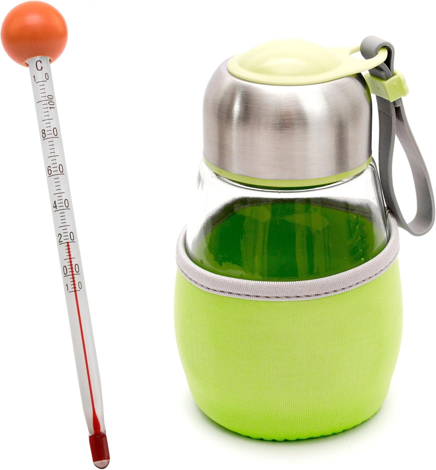 Lantelme, Thermotea, glass tea cup with infuser and tea thermometer set