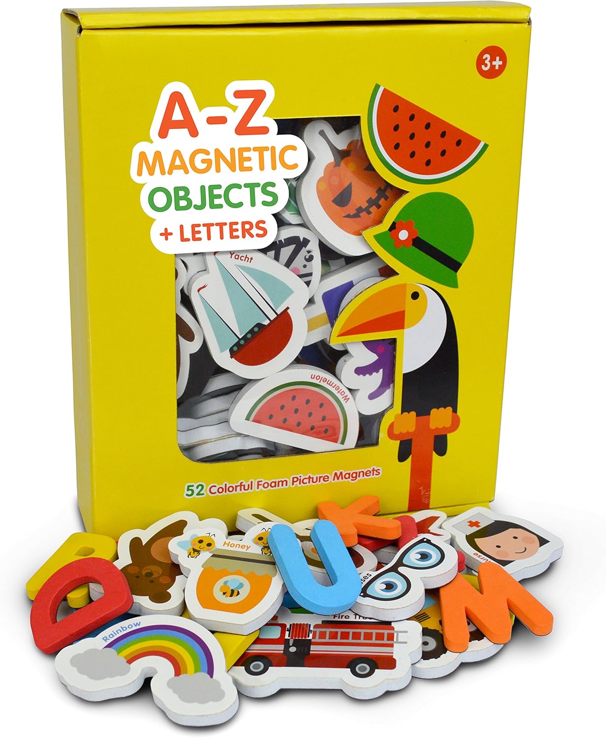 Curious Columbus Magnetic Objects and Letters. Set of 78 Foam Magnets Including 52 Pictures and 26 Uppercase Alphabet Magnets from A-Z. Best Educational Toy for Preschool Learning: Toys & Games