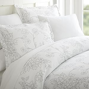 Becky Cameron Duvet Cover Set Vine Patterned, Twin, Gray