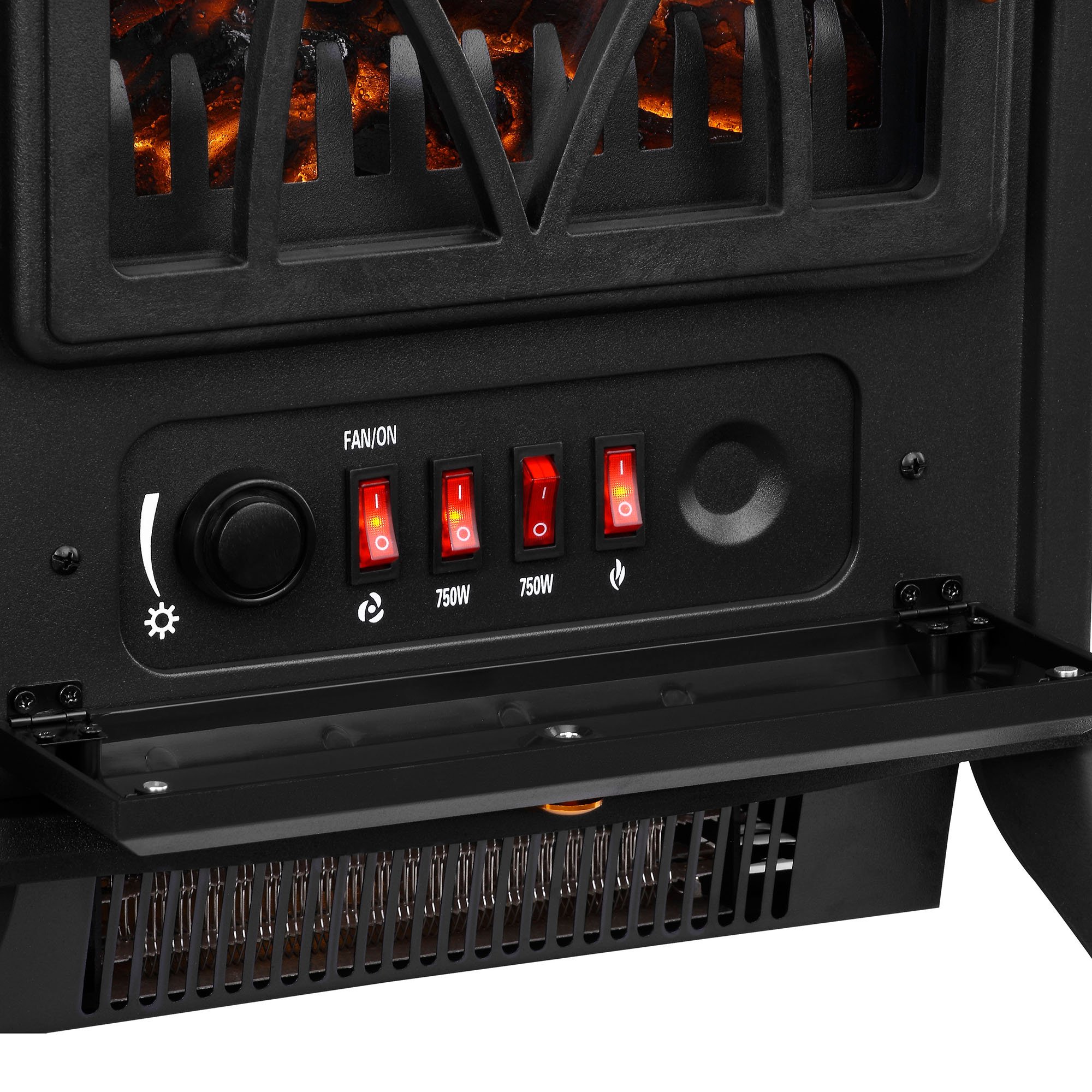 VonHaus Free Standing Electric Stove Heater Portable Home Fireplace