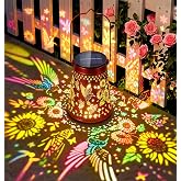 BUCASA Hummingbird Solar Lanterns Outdoor Waterproof Solar Lights | Sunflower &amp; Butterfly Patterns, Metal Hanging Lights for Patio &amp; Yard, Garden Decor Gifts for Women, Mom &amp; Grandma, 1 Pack