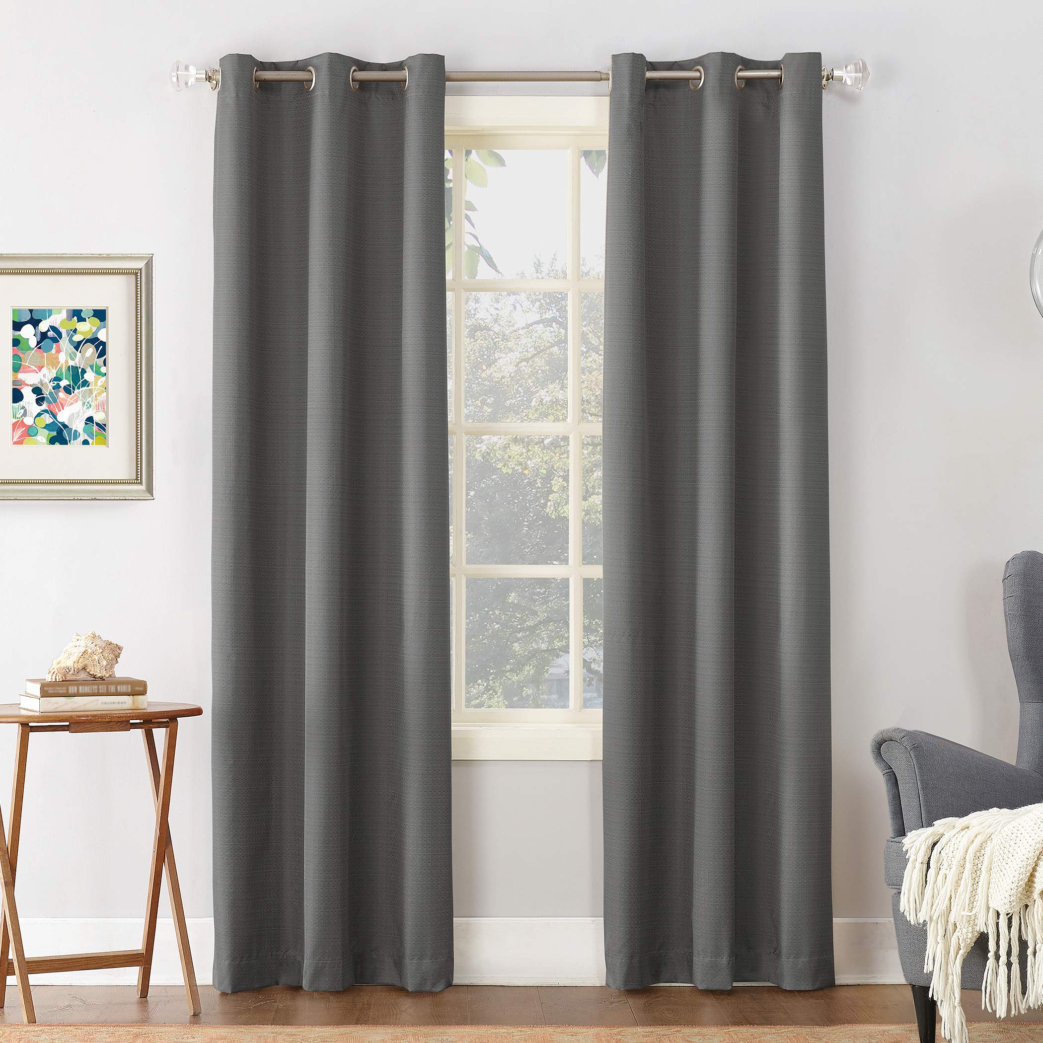 Sun Zero Cooper Thermal Insulated Energy Efficient Grommet Curtain Panel, 40" x 63", Charcoal