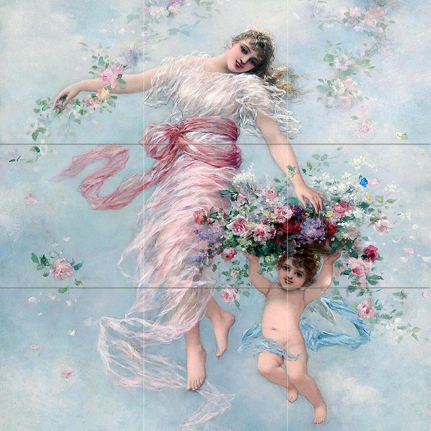 Blumenfee E. Semenowsky Mädchen Engel Fliese Wandbild Backsplash Kunst Marmor Keramik - Bild 18 von 21