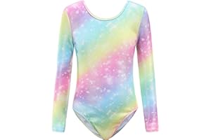 Sinoeem Gymnastics Leotards for Girls long sleeve-Sleeveless Colorful Sparkle Leotard for Girl 3-14 Years