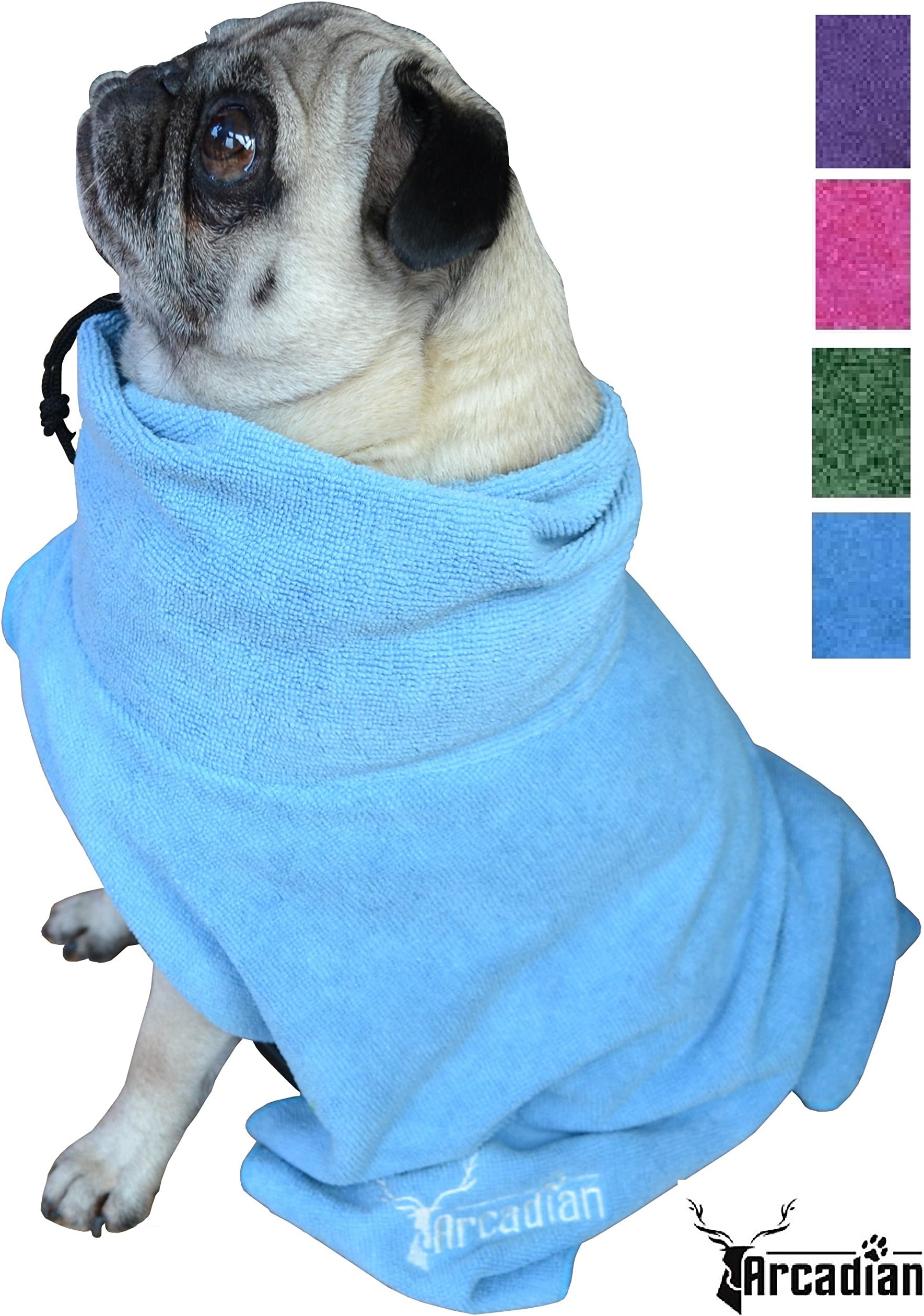 Arcadian Microfibre Dog Robe. Quick-Drying and Super-Absorbent. Easy To Use, Comfortable, Adjustable Straps.