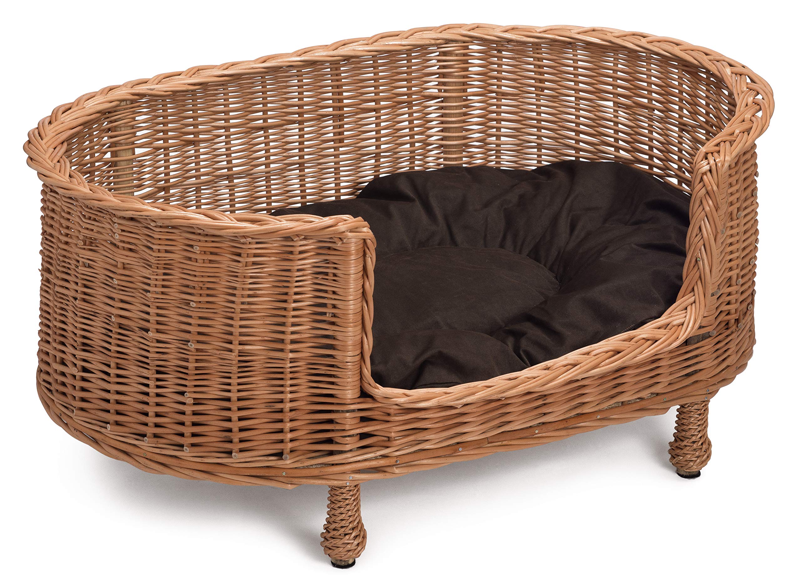 Prestige Wicker Luxury Willow Dog Basket Settee with Cushion, Large