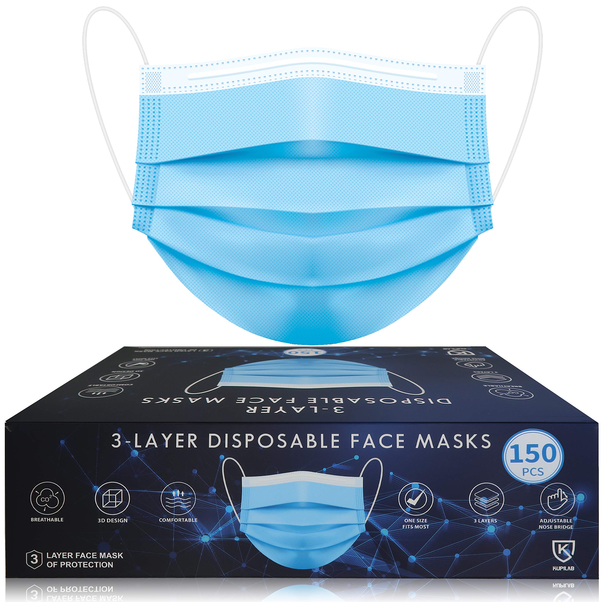Bellaterra Cosmetics Disposable Face Masks Pack of 150 Blue Face Mask | amzdealz